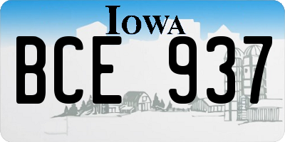 IA license plate BCE937