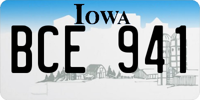 IA license plate BCE941