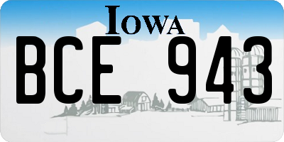 IA license plate BCE943