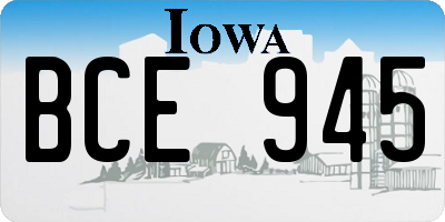 IA license plate BCE945