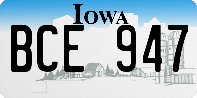 IA license plate BCE947