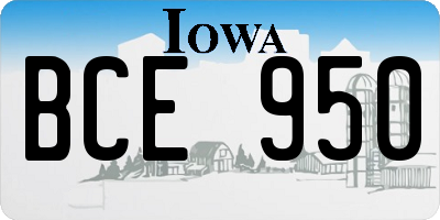 IA license plate BCE950
