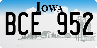 IA license plate BCE952