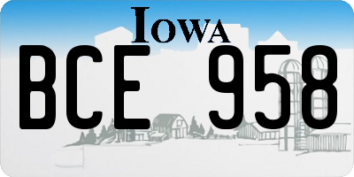 IA license plate BCE958