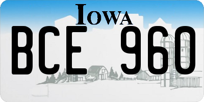 IA license plate BCE960
