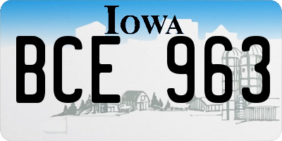 IA license plate BCE963