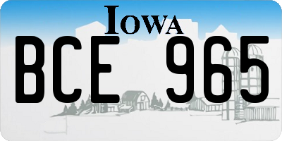 IA license plate BCE965