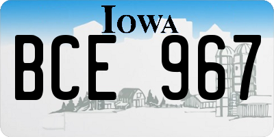 IA license plate BCE967