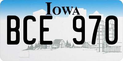 IA license plate BCE970