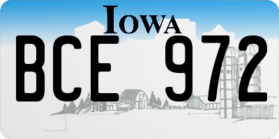 IA license plate BCE972