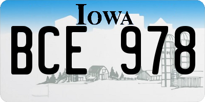 IA license plate BCE978
