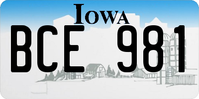 IA license plate BCE981