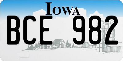 IA license plate BCE982