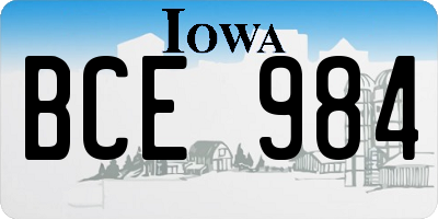 IA license plate BCE984
