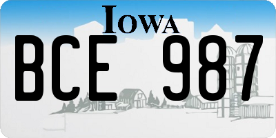 IA license plate BCE987
