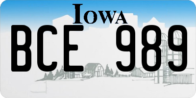 IA license plate BCE989