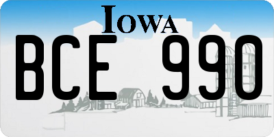 IA license plate BCE990
