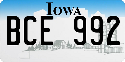 IA license plate BCE992
