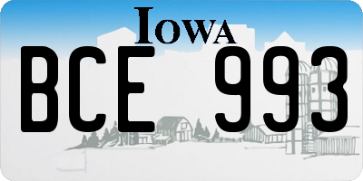 IA license plate BCE993