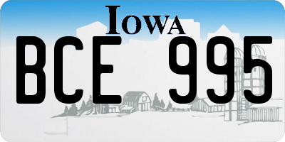 IA license plate BCE995