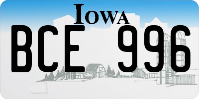 IA license plate BCE996