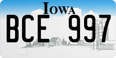 IA license plate BCE997