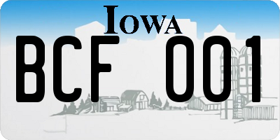 IA license plate BCF001