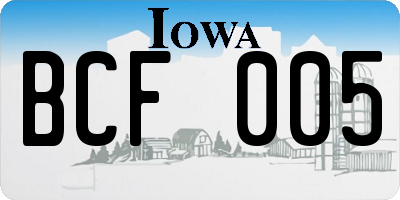 IA license plate BCF005