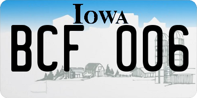 IA license plate BCF006
