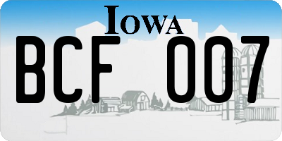 IA license plate BCF007