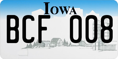 IA license plate BCF008