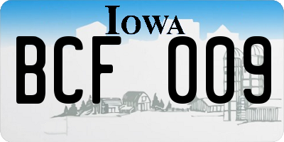 IA license plate BCF009
