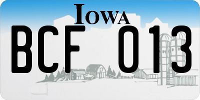IA license plate BCF013