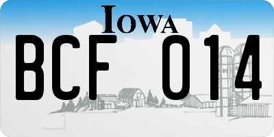 IA license plate BCF014