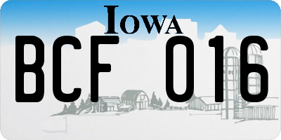 IA license plate BCF016