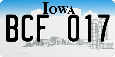 IA license plate BCF017