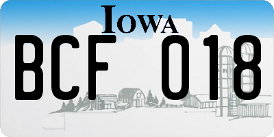 IA license plate BCF018