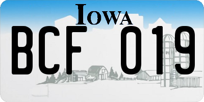 IA license plate BCF019