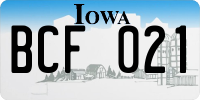 IA license plate BCF021
