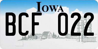 IA license plate BCF022