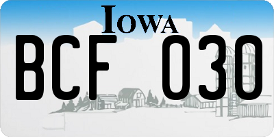 IA license plate BCF030