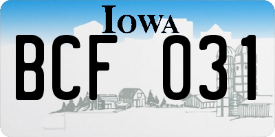 IA license plate BCF031