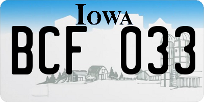 IA license plate BCF033