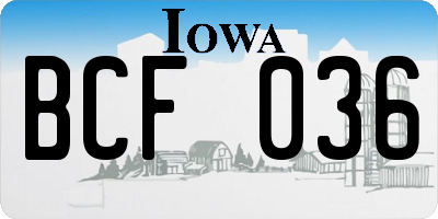 IA license plate BCF036