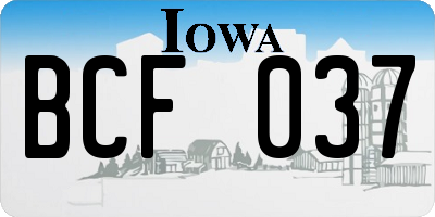 IA license plate BCF037