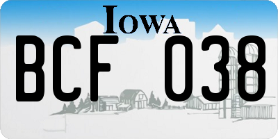IA license plate BCF038
