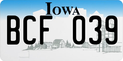 IA license plate BCF039