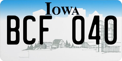 IA license plate BCF040