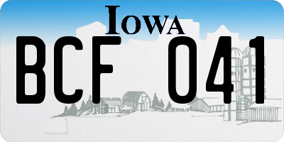 IA license plate BCF041