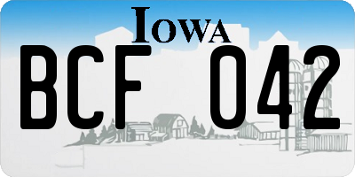 IA license plate BCF042